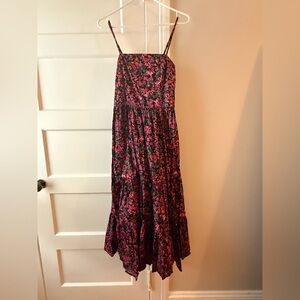 Evereve Floral Pink and Black Maxi Dress